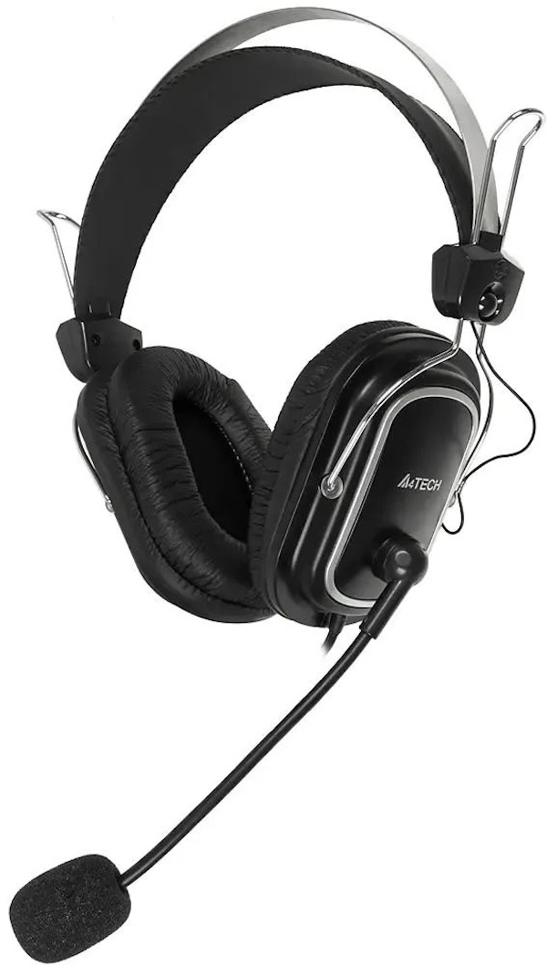 

Гарнитура A4TECH HS-50, для компьютера, мониторные, проводные, черный