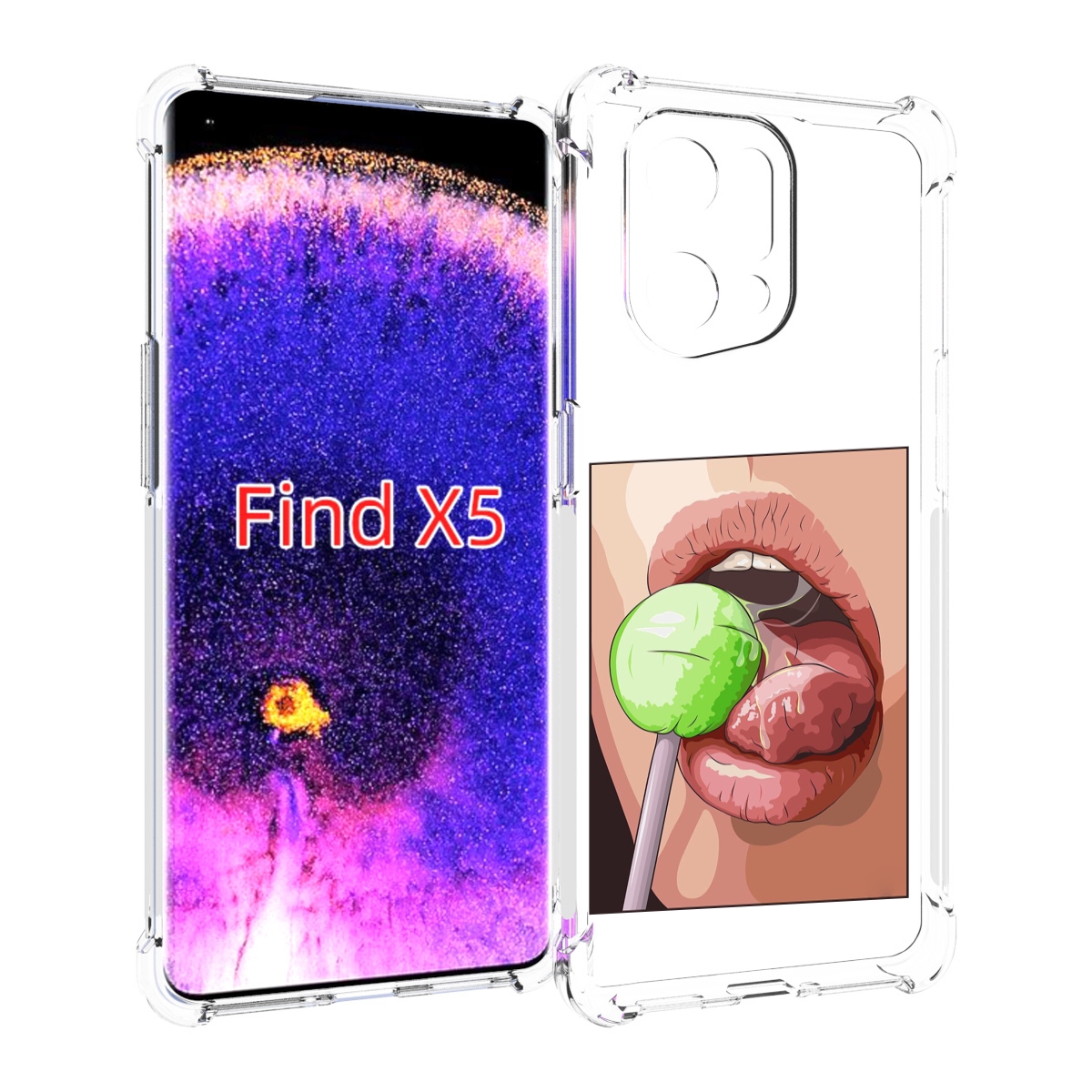 

Чехол MyPads зеленый-чупа-чупс женский для Oppo Find X5, Прозрачный, Tocco