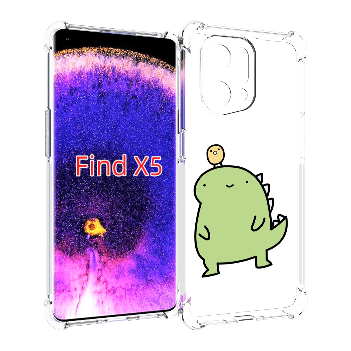 

Чехол MyPads зеленый-динозаврик детский для Oppo Find X5, Прозрачный, Tocco