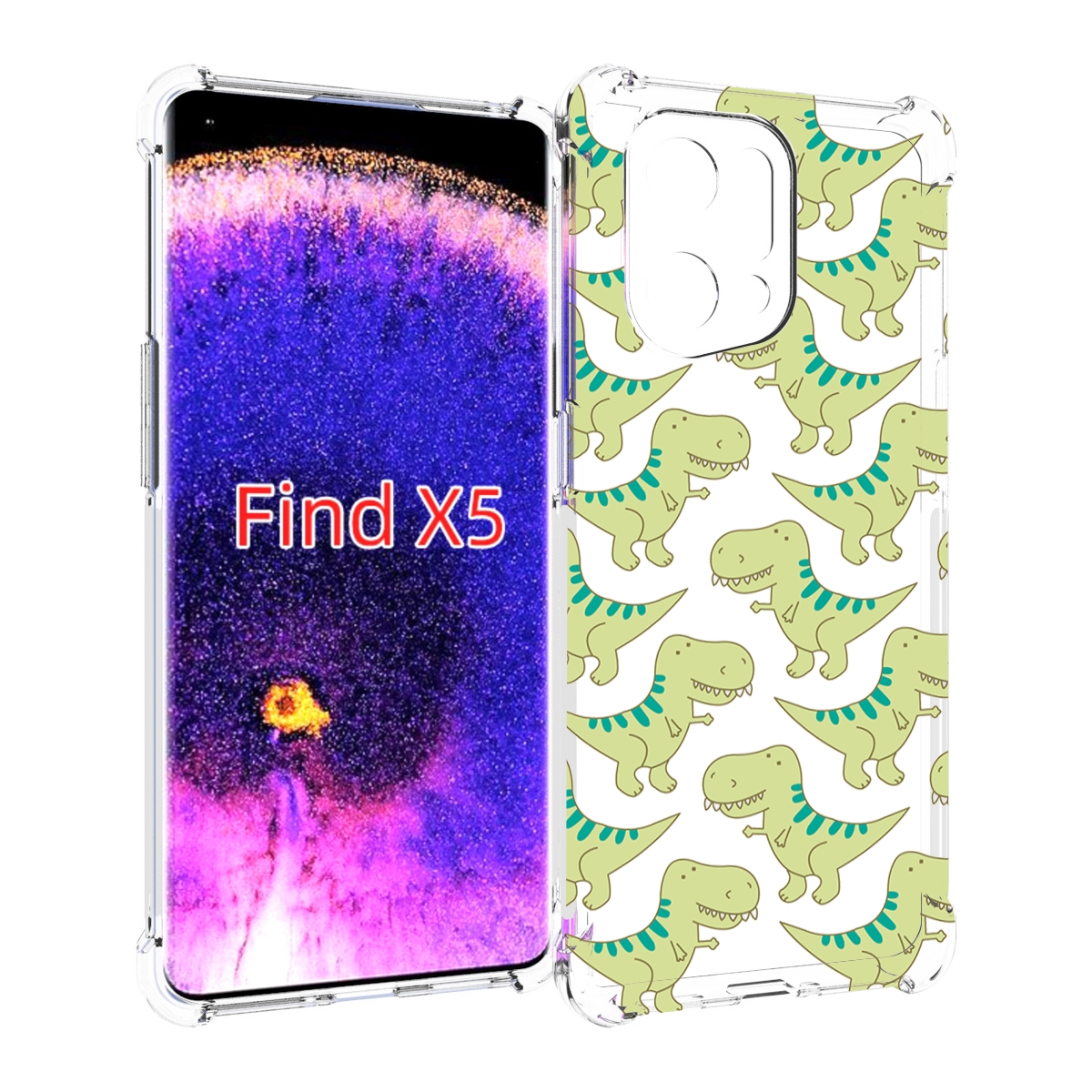 

Чехол MyPads зеленые-динозаврики для Oppo Find X5, Прозрачный, Tocco