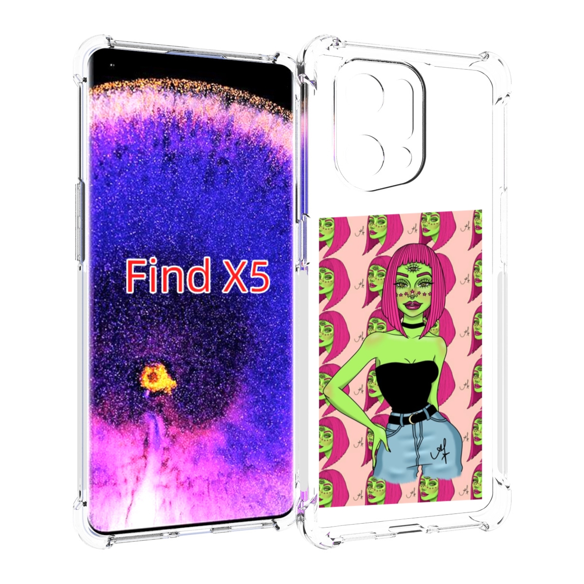 

Чехол MyPads зеленая-девушка-с-глазом женский для Oppo Find X5, Прозрачный, Tocco