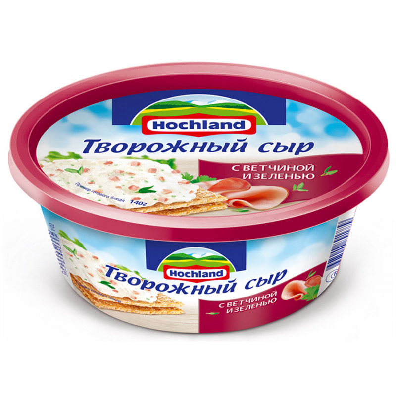

Сыр творожный Хохланд 60% ветчина и зелень 140гр
