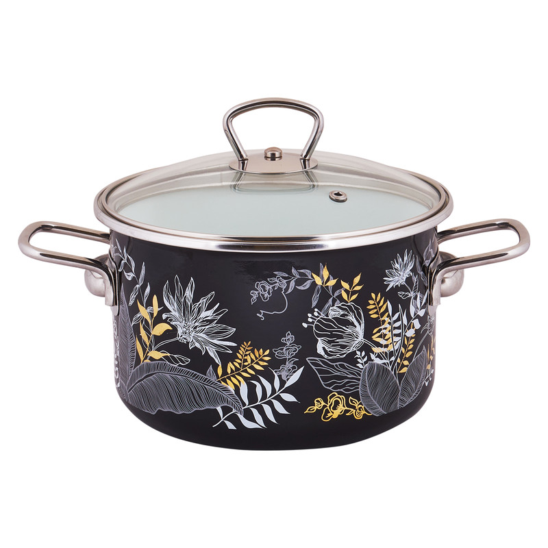 фото Кастрюля эмал цил botany black 2,0л тм appetite
