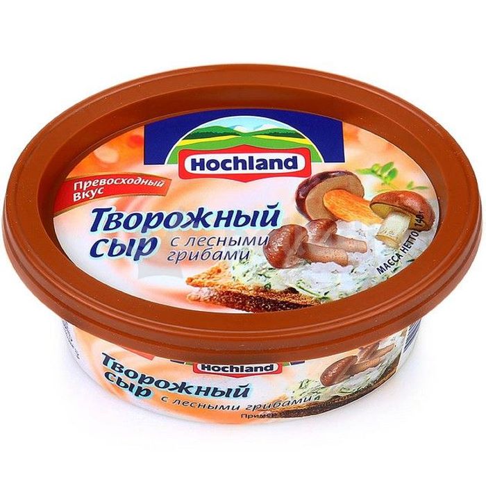 

Сыр творожный Хохланд 60% лесные грибы 140гр