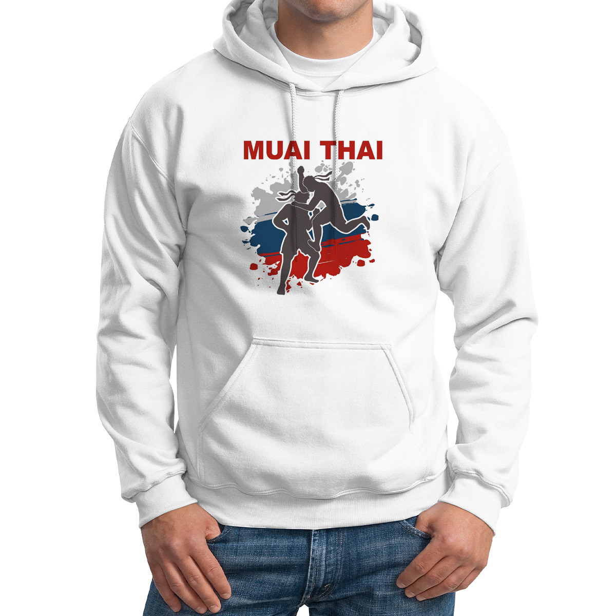 Худи унисекс CoolPodarok Muay thai тайский бокс белое 52 RU