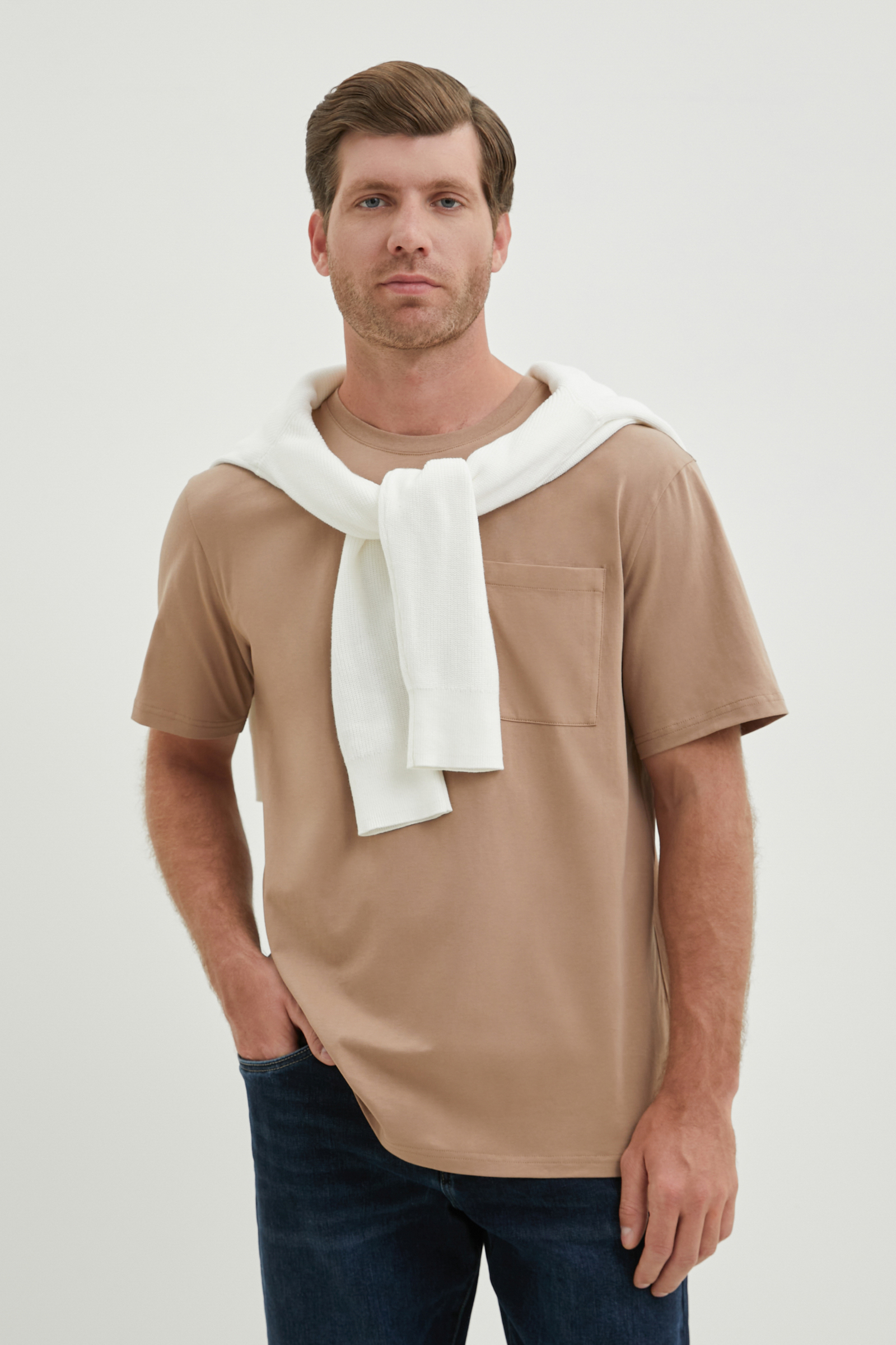 

Футболка мужская Finn Flare BAS-20096 коричневая 2XL, Коричневый, BAS-20096