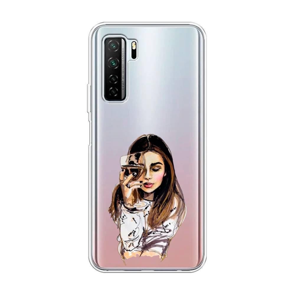 

Чехол Awog на Huawei P40 lite 5G "Девушка с бокалом", Коричневый;прозрачный;бежевый, 6103050-7