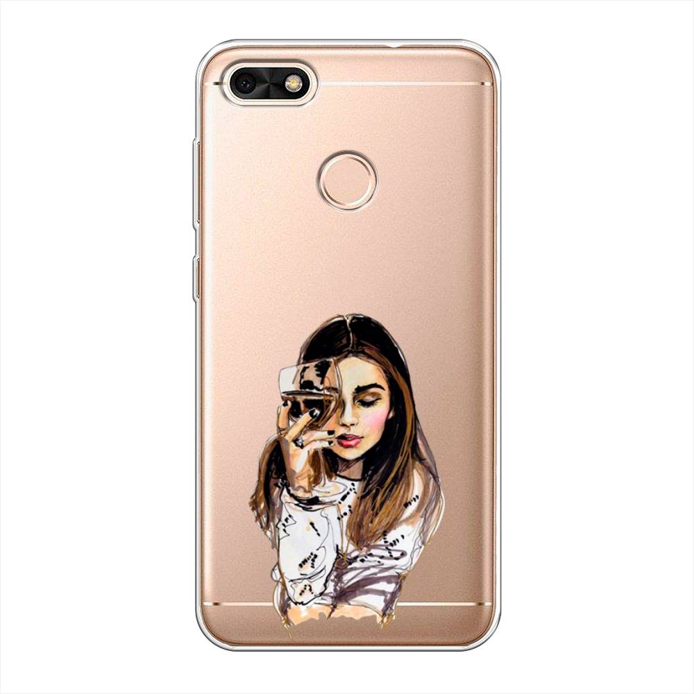 

Чехол Awog на Huawei Nova Lite (2017) "Девушка с бокалом", Коричневый;прозрачный;бежевый, 64750-7