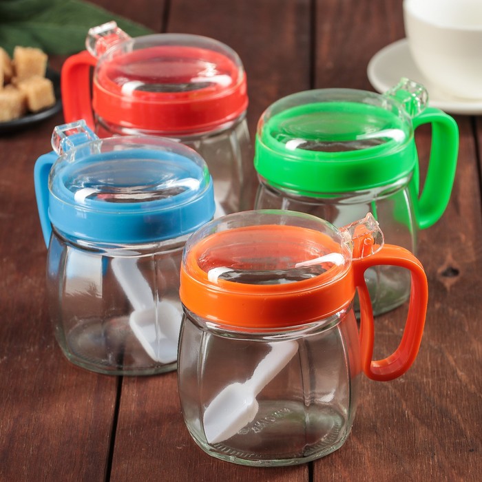 фото Сахарница с ложкой «милана», 350 мл, 10,5×12×8,5 см, цвет микс look&buy