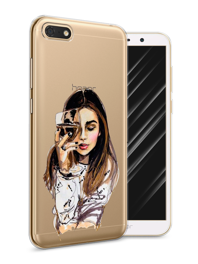 

Чехол Awog на Honor 7A "Девушка с бокалом", Коричневый;прозрачный;бежевый, 65250-7
