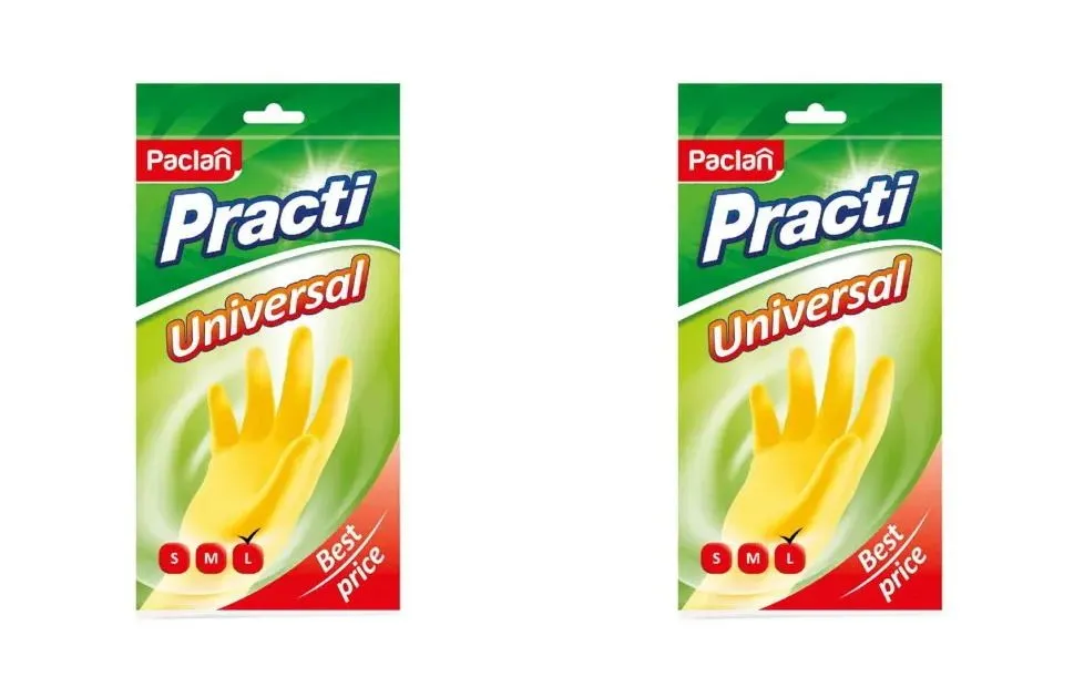 фото Перчатки резиновые paclan l желтые 1 пара 2 уп