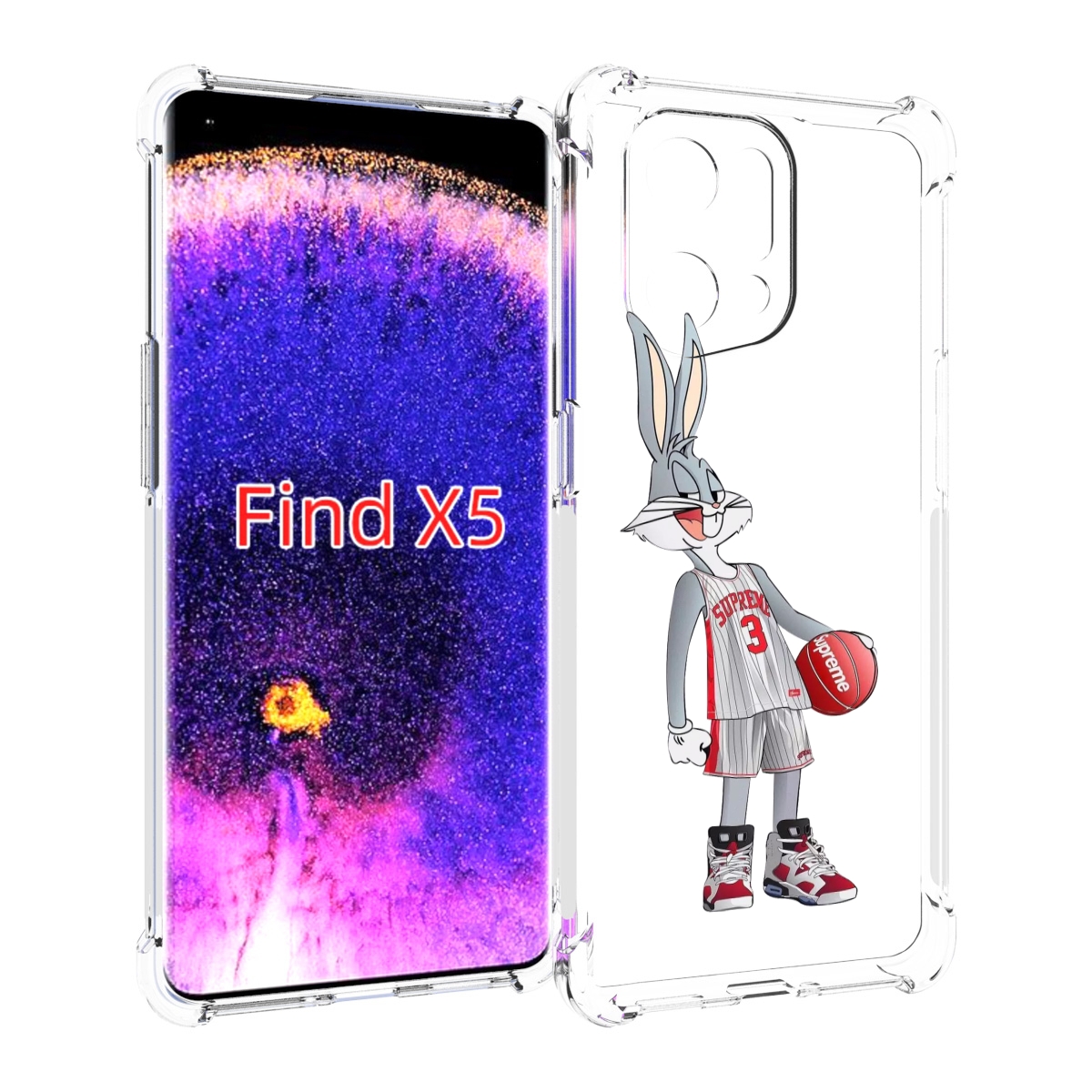 

Чехол MyPads заяц-баскетболист женский для Oppo Find X5, Прозрачный, Tocco