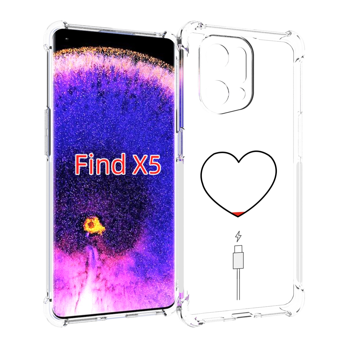

Чехол MyPads зарядка-сердца для Oppo Find X5, Прозрачный, Tocco