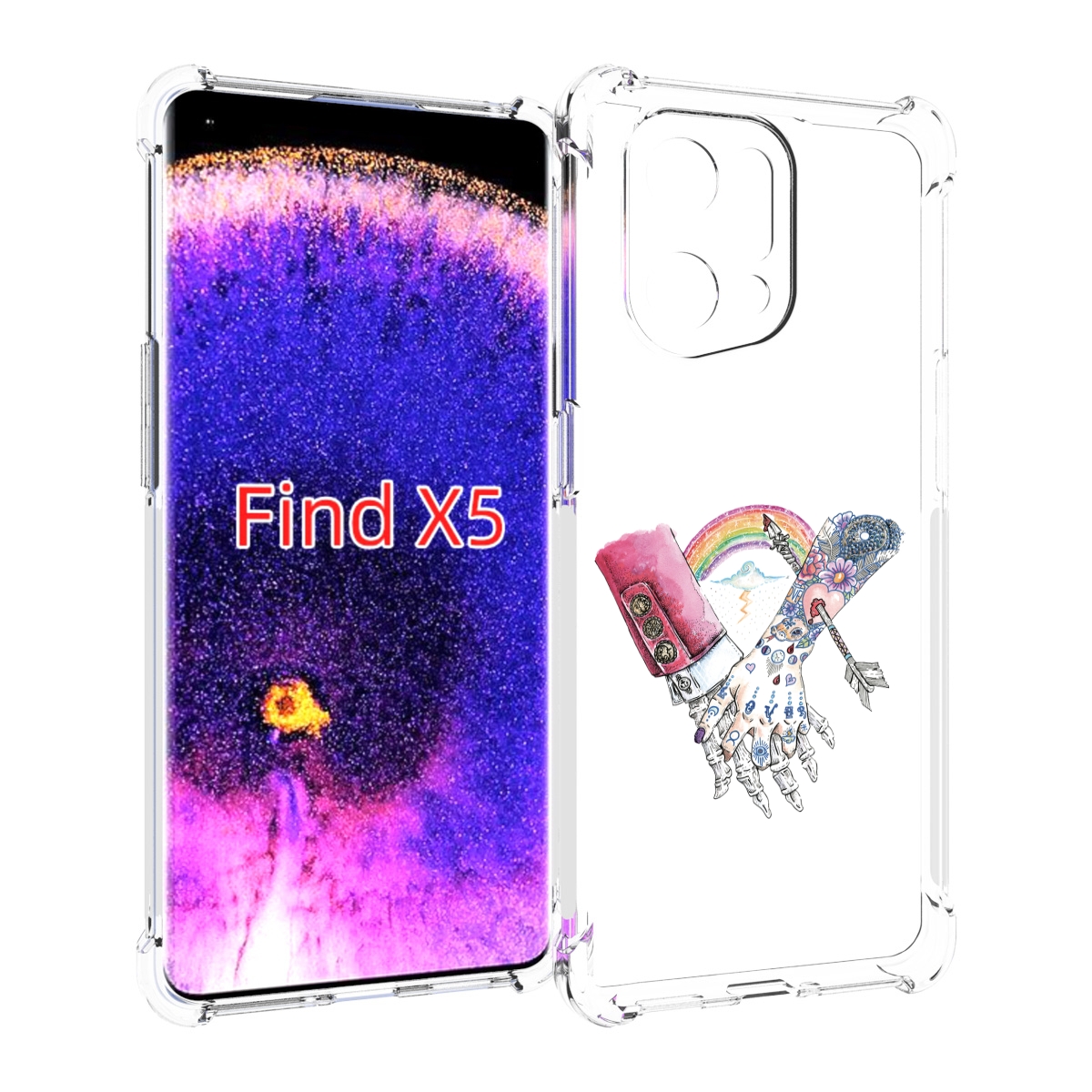 

Чехол MyPads абстракция руки в татуировках для Oppo Find X5, Прозрачный, Tocco