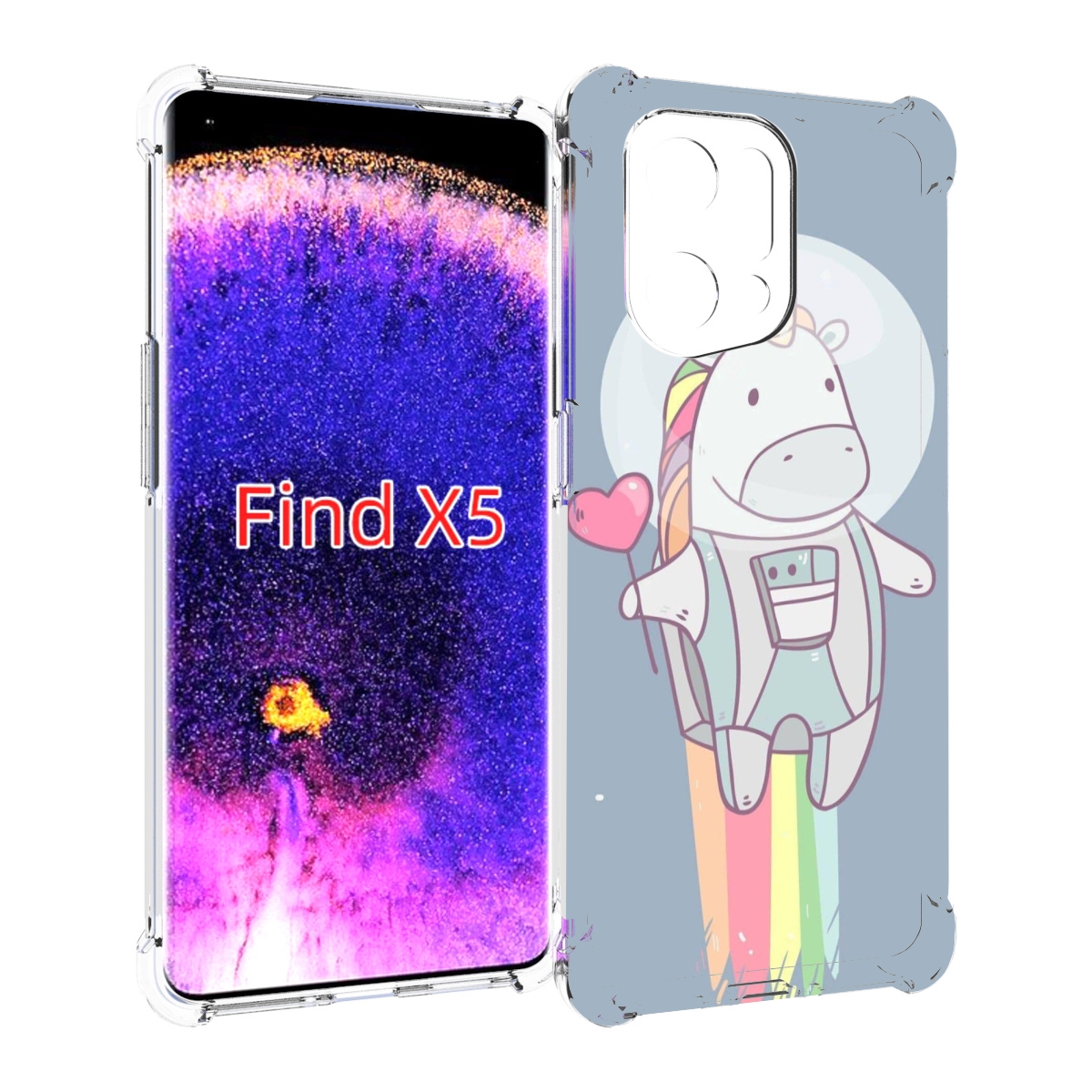 

Чехол MyPads единорог летит за орбиту для Oppo Find X5, Прозрачный, Tocco