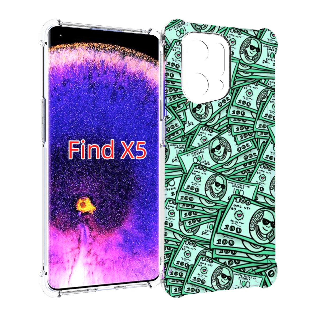 

Чехол MyPads доллары картинка для Oppo Find X5, Прозрачный, Tocco