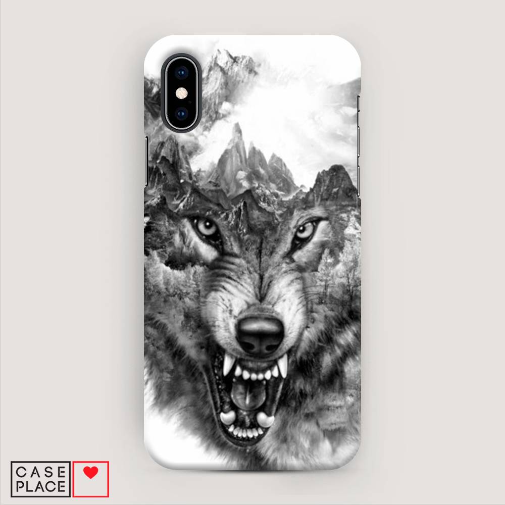 

Пластиковый чехол "Волк в горах" на Apple iPhone XS (10S), 11820-1
