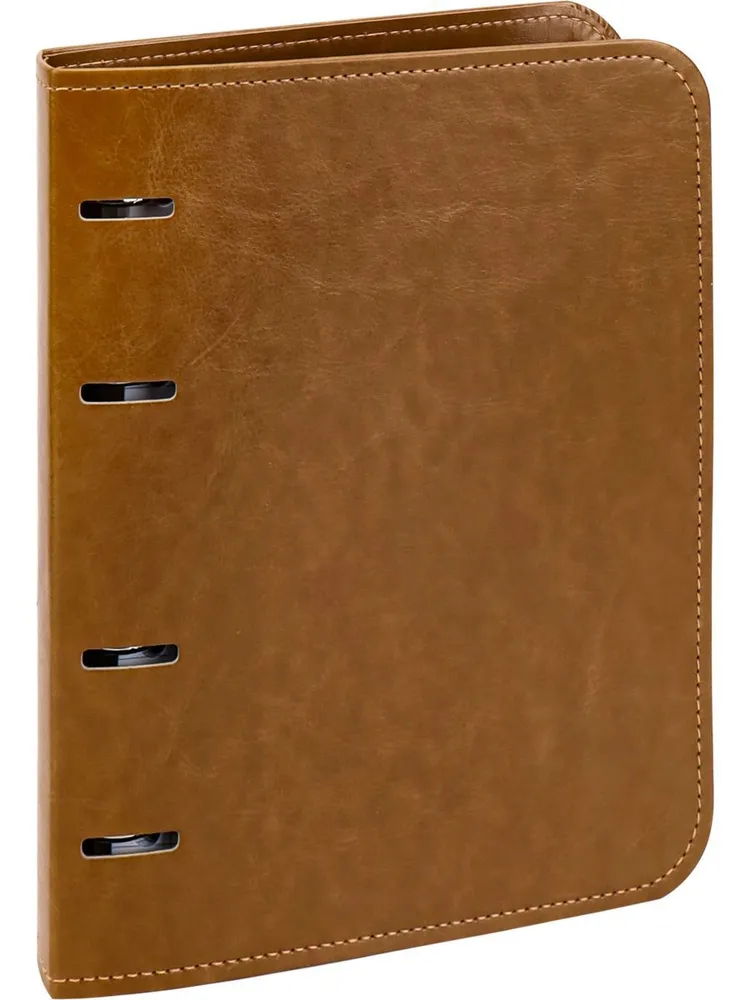 

Тетрадь кожзам, на кольцах 120л. клетка, BROWN, вырубка под кольца, блок офсет