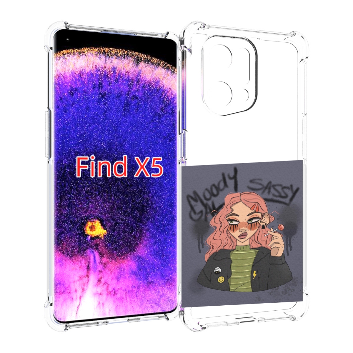 

Чехол MyPads дерзкое-настроение женский для Oppo Find X5, Прозрачный, Tocco