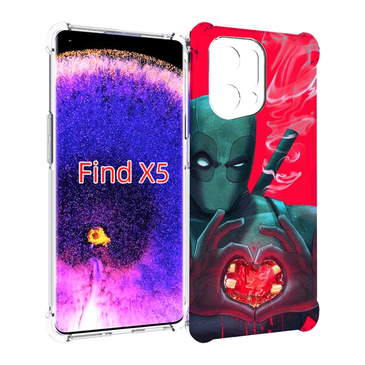 

Чехол MyPads дедпул-в-сердце для Oppo Find X5, Прозрачный, Tocco