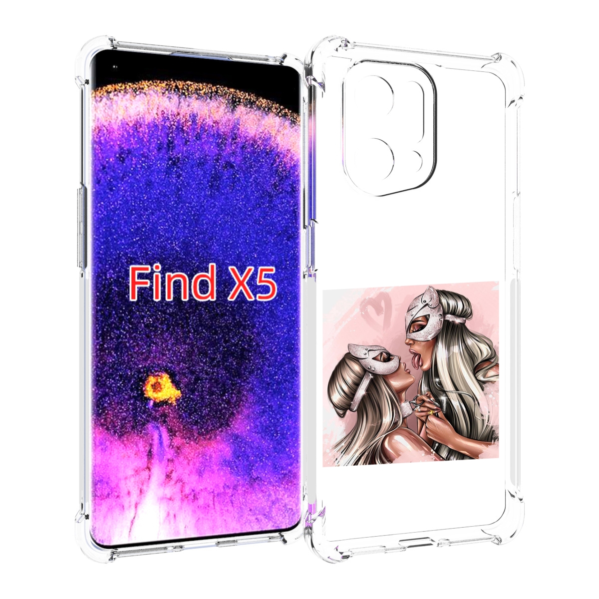 

Чехол MyPads девушки-поцелуй женский для Oppo Find X5, Прозрачный, Tocco