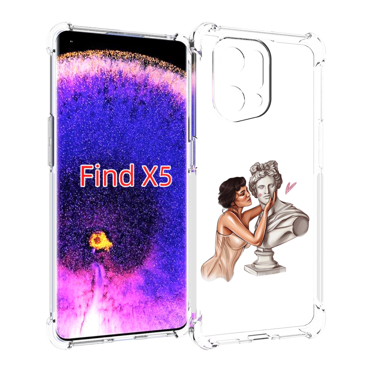 

Чехол MyPads девушка-со-статуей женский для Oppo Find X5, Прозрачный, Tocco