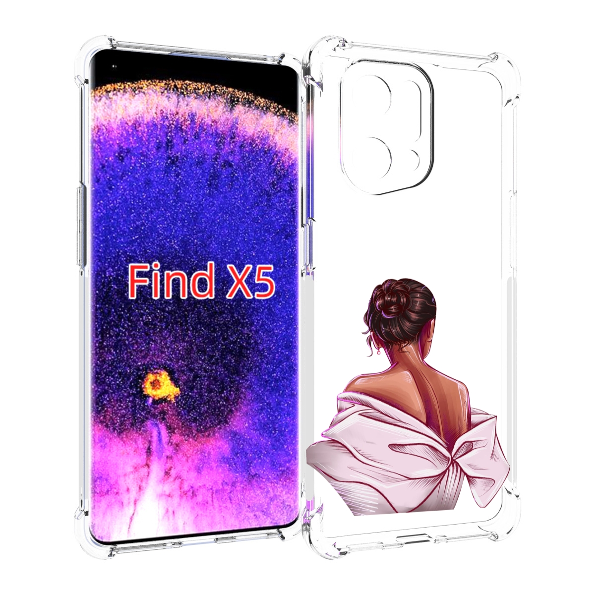

Чехол MyPads девушка-со-спины женский для Oppo Find X5, Прозрачный, Tocco