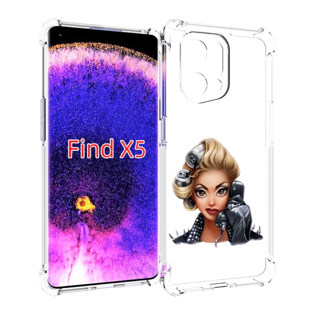 

Чехол MyPads девушка-смайлик-с-телефоном женский для Oppo Find X5, Прозрачный, Tocco