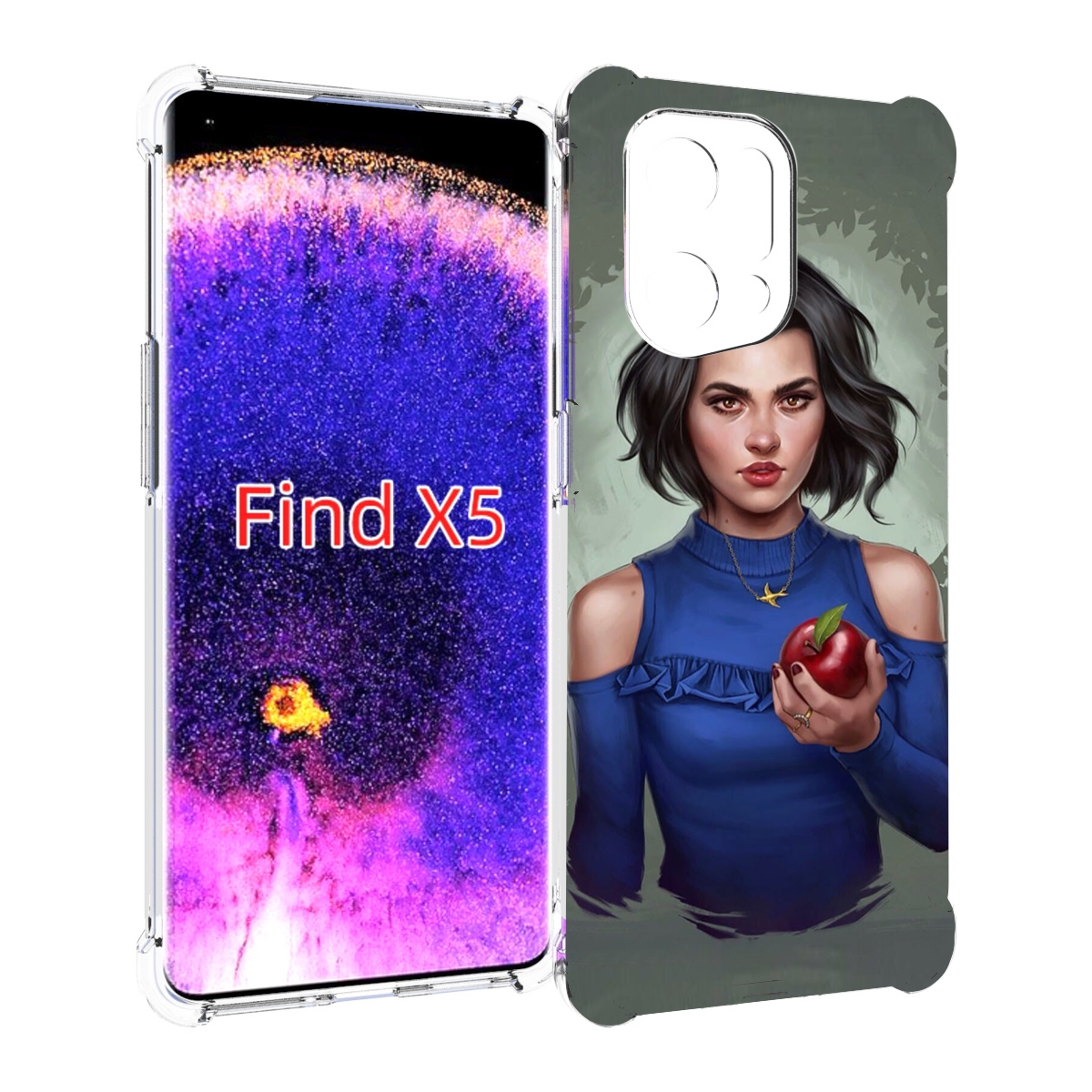 

Чехол MyPads девушка-с-яблоком женский для Oppo Find X5, Прозрачный, Tocco