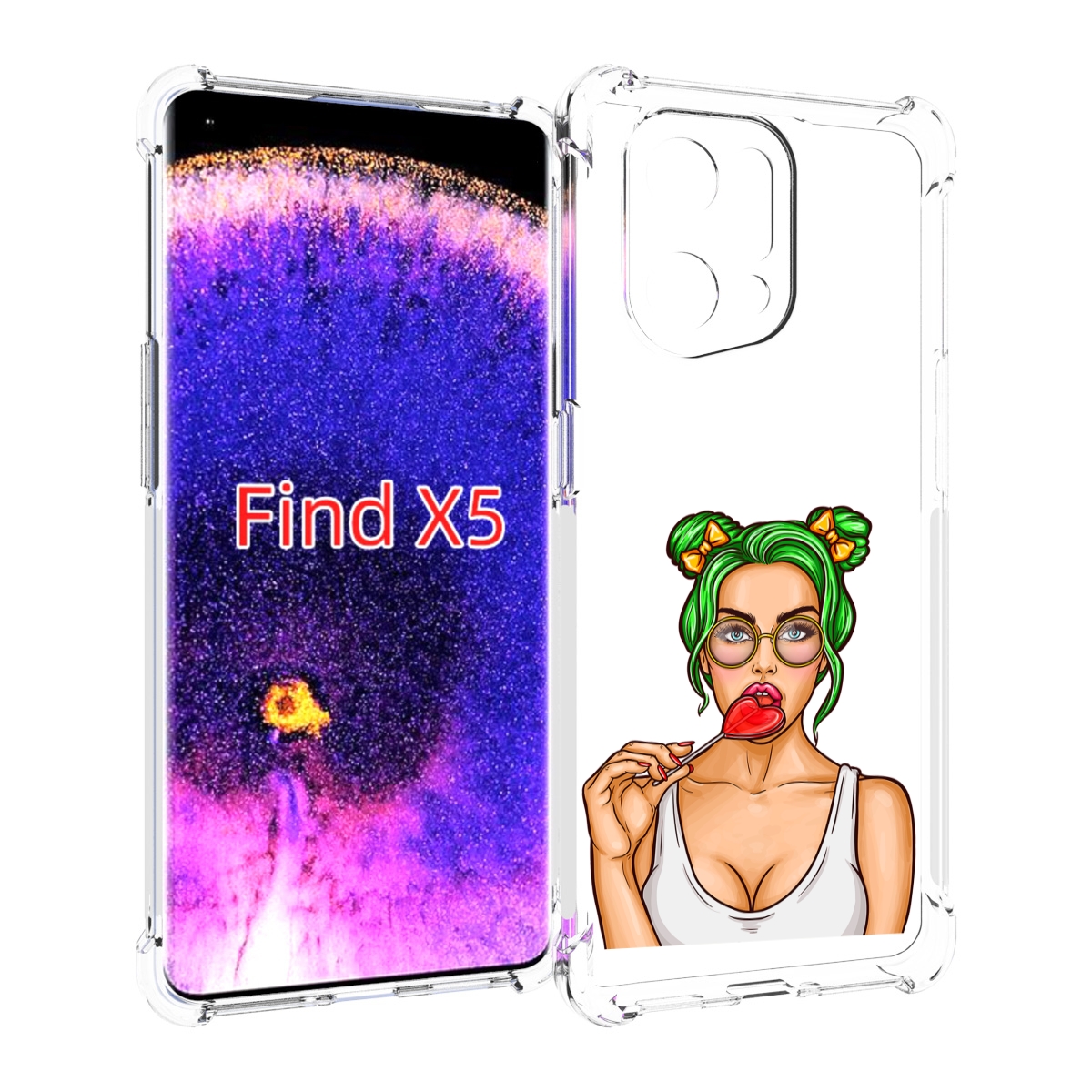 

Чехол MyPads девушка-с-чупачупсом-в-виде-сердца женский для Oppo Find X5, Прозрачный, Tocco