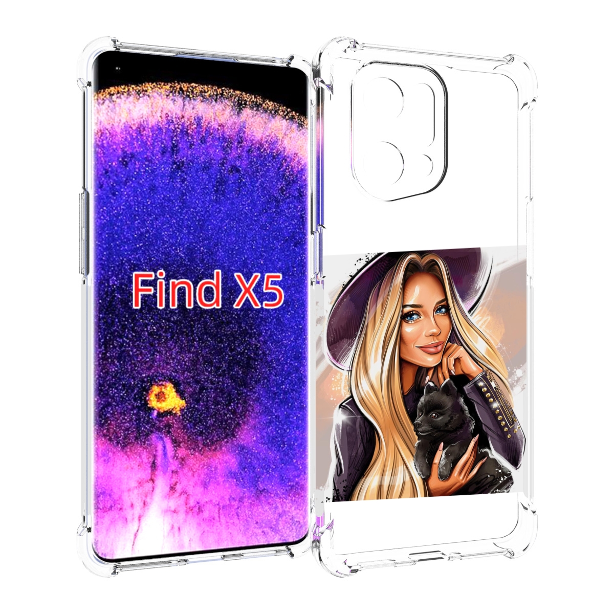 

Чехол MyPads девушка-с-черным-щенком женский для Oppo Find X5, Прозрачный, Tocco