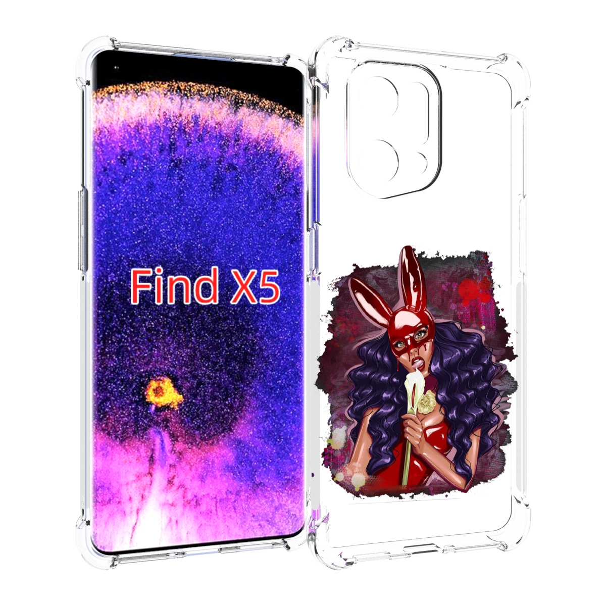 

Чехол MyPads девушка-с-текучей-маской женский для Oppo Find X5, Прозрачный, Tocco