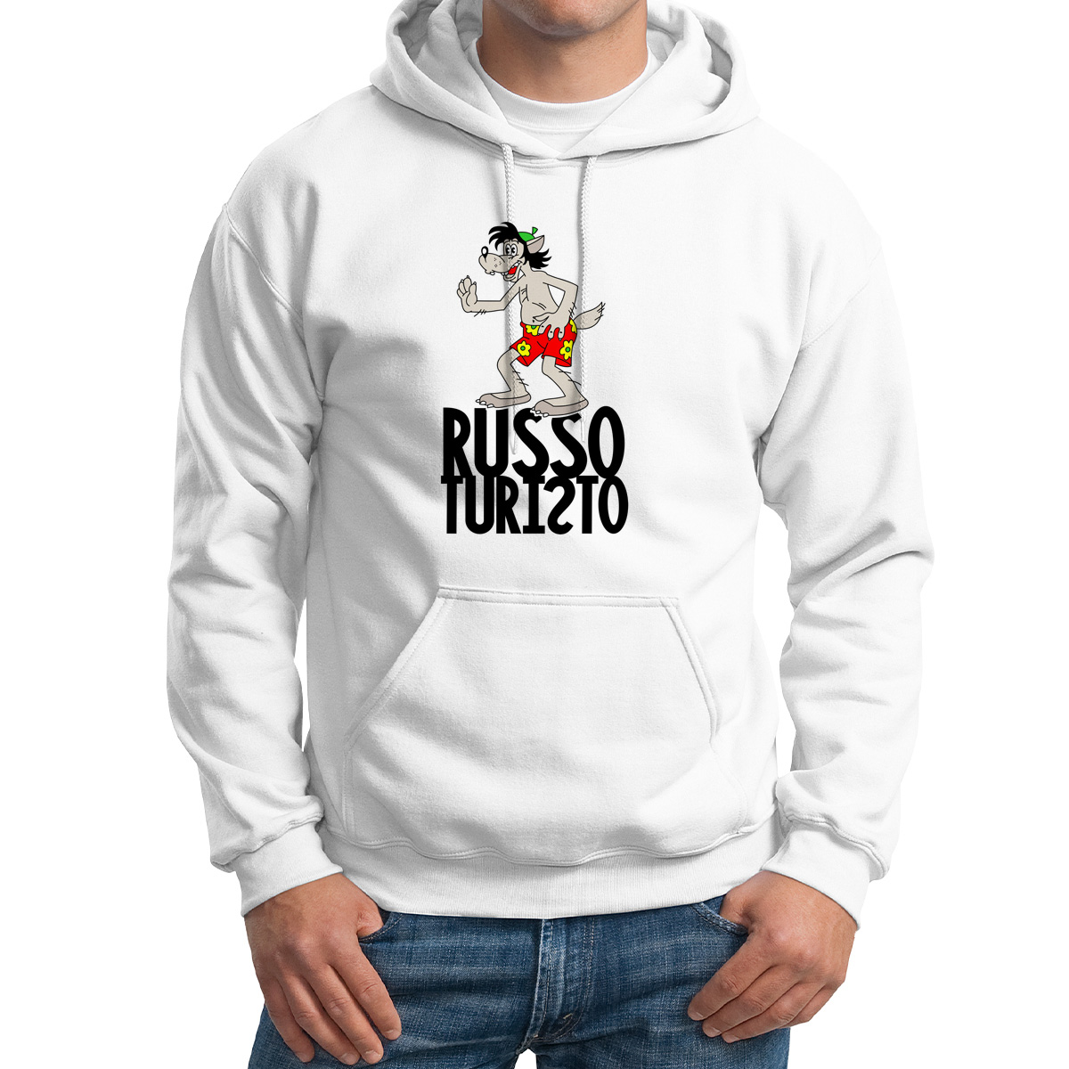 

Худи унисекс CoolPodarok Прикол Волк Russo turisto белое 48 RU, M0151383