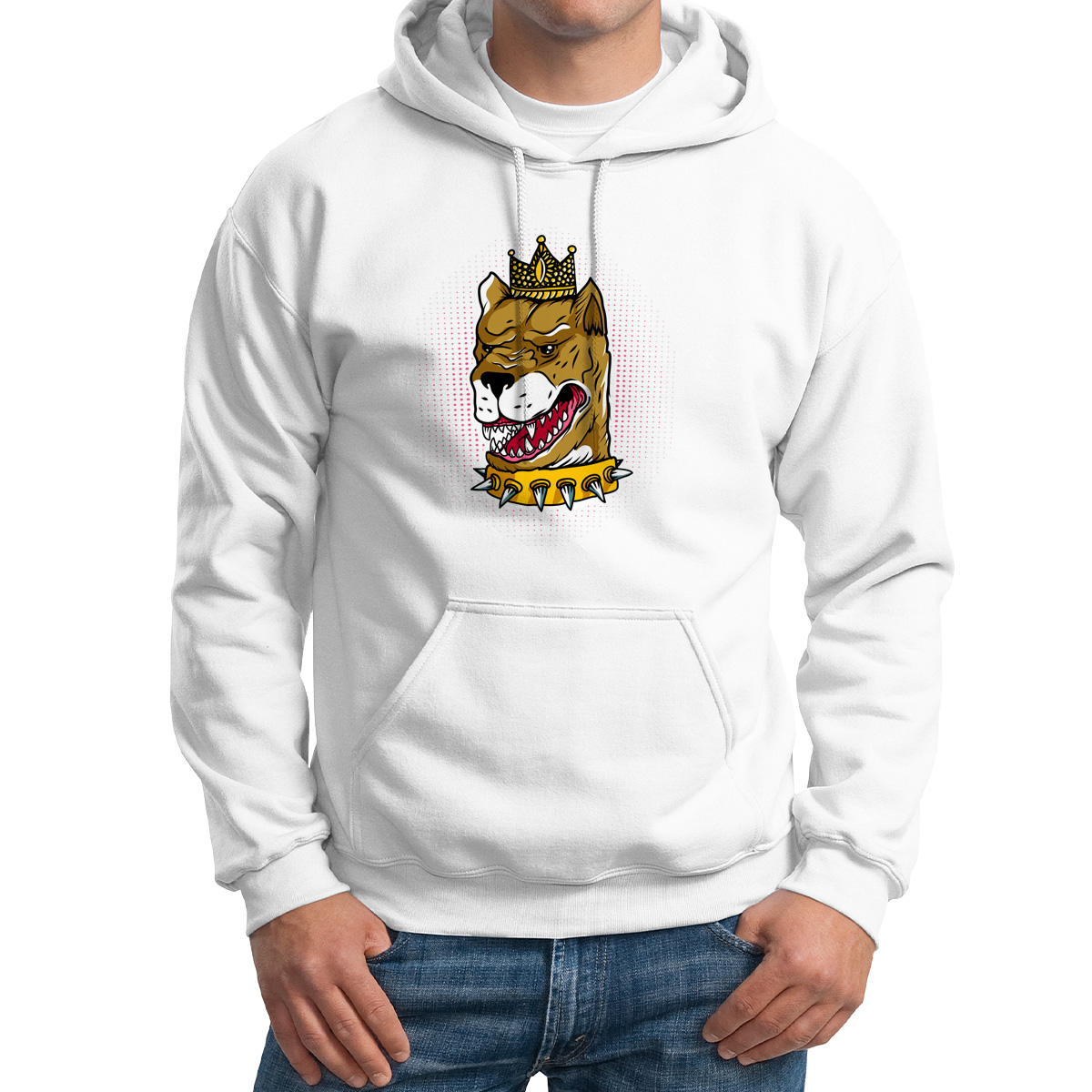 

Худи унисекс CoolPodarok Иллюстрация Бульдог с короной белое 48 RU, M0151377