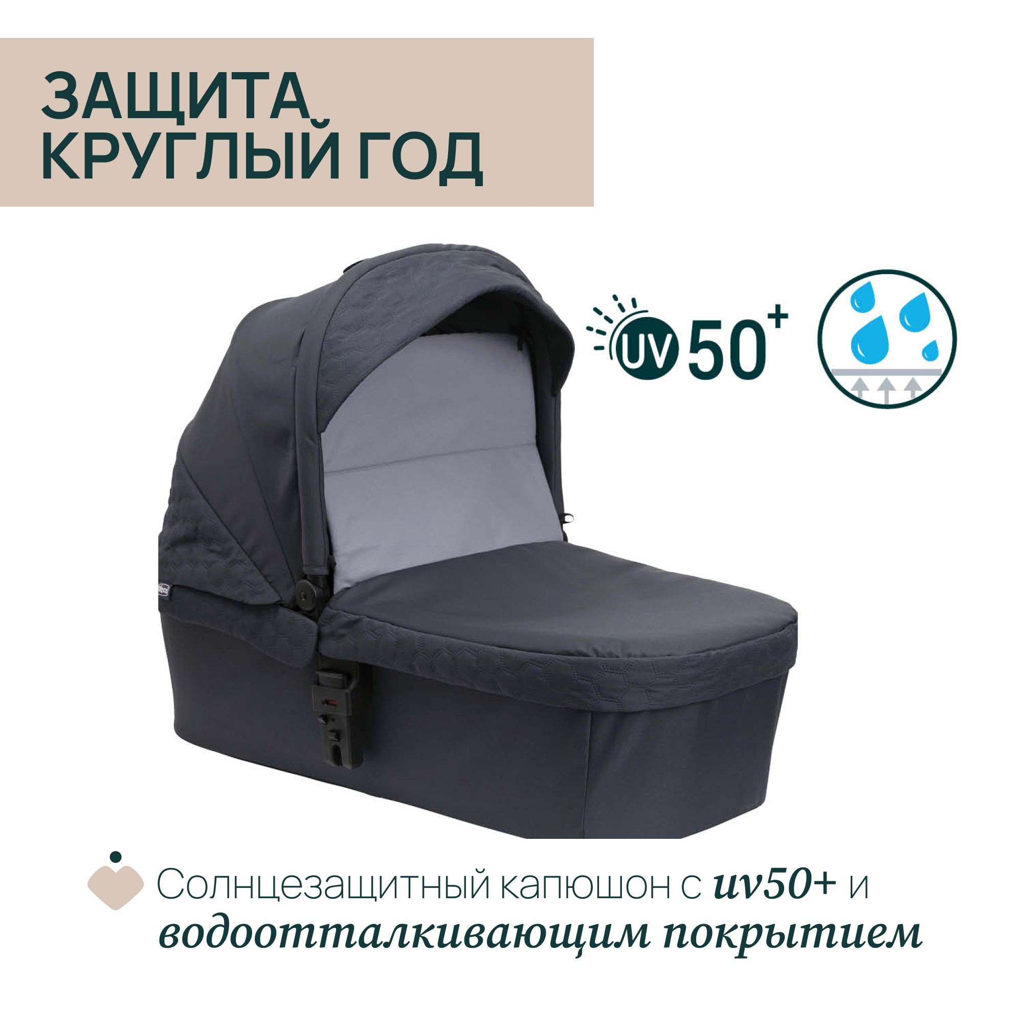 Детское люлька Chicco Seety Carrycot Boston Grey