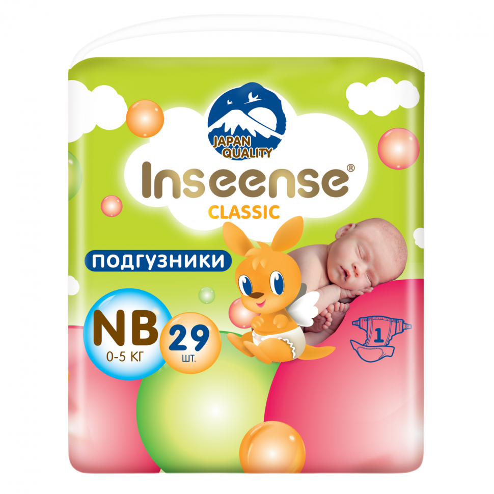 фото Подгузники inseense classic+ nb, 0-5 кг., 29 шт.