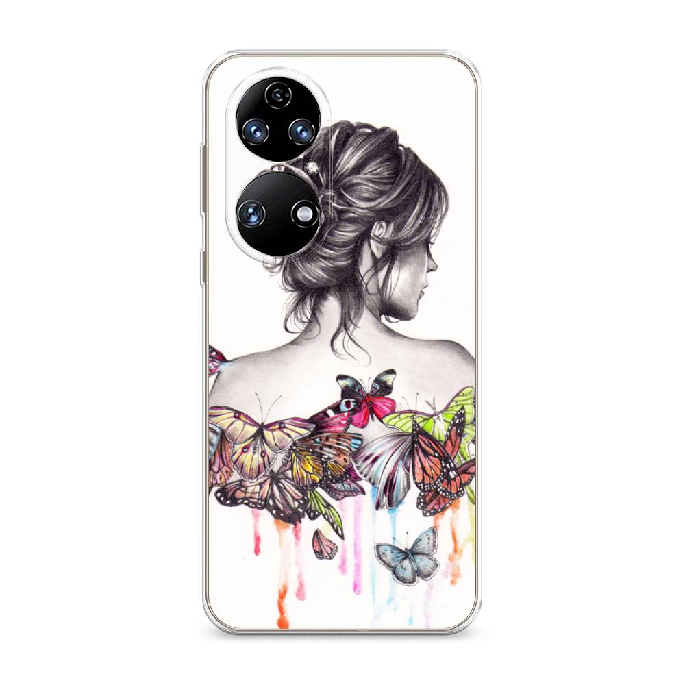 фото Чехол awog "девушка с бабочками" для huawei p50