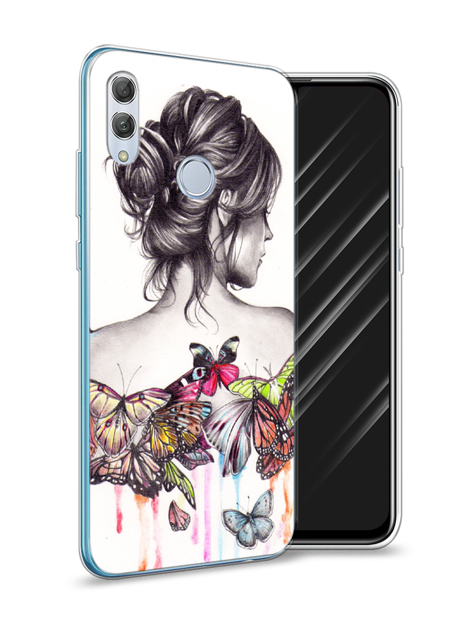 

Чехол Awog на Huawei P Smart 2019 "Девушка с бабочками", Коричневый, 67250-10