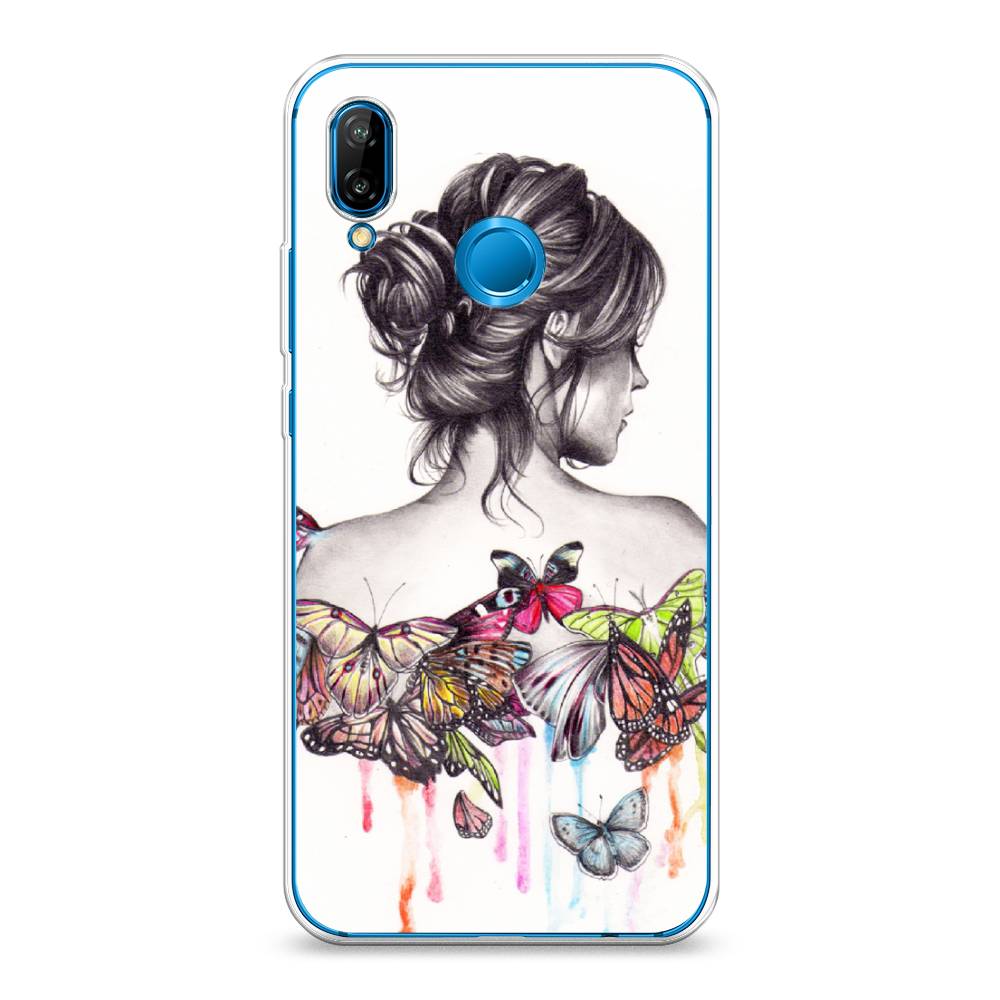 фото Чехол awog "девушка с бабочками" для huawei nova 3e