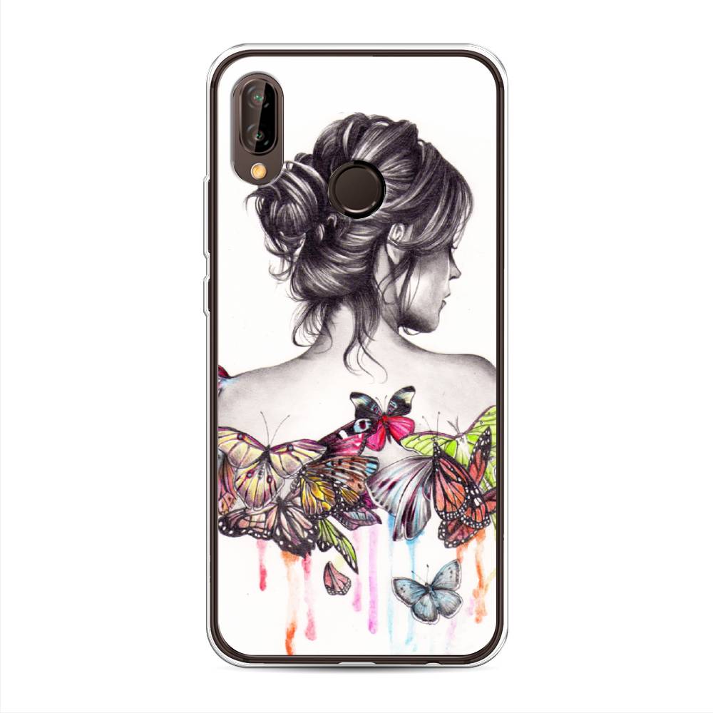 фото Чехол awog "девушка с бабочками" для huawei nova 3