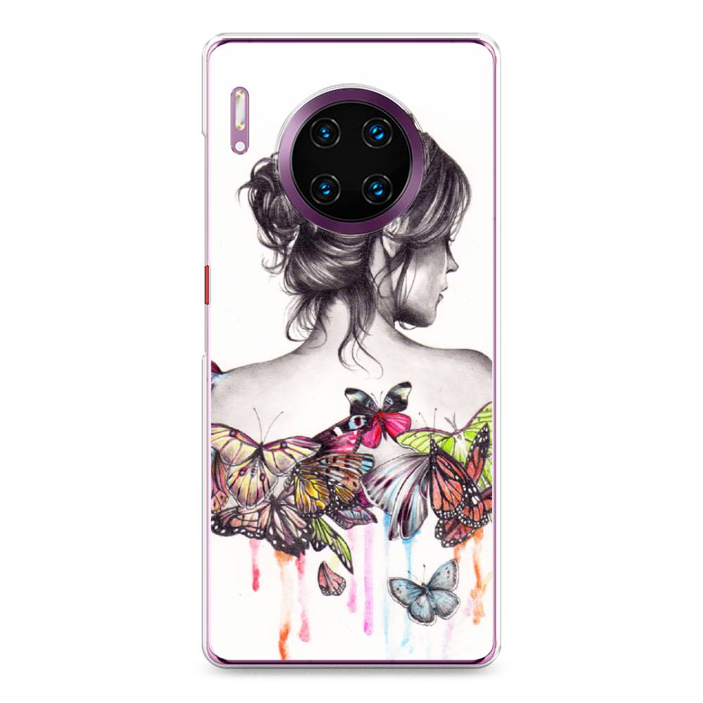 фото Чехол awog "девушка с бабочками" для huawei mate 30 pro