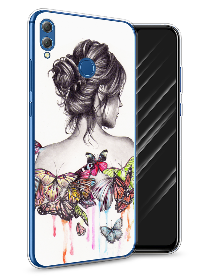 

Чехол Awog на Honor 8X "Девушка с бабочками", Коричневый, 66750-10