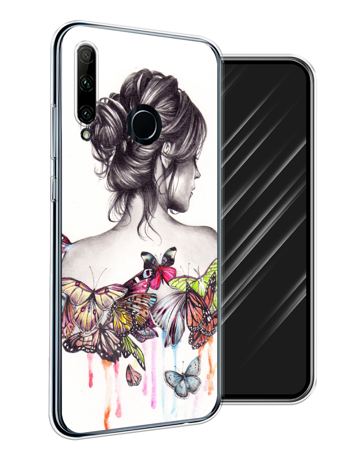 

Чехол Awog на Honor 20 Lite 2019 "Девушка с бабочками", Коричневый, 68950-10