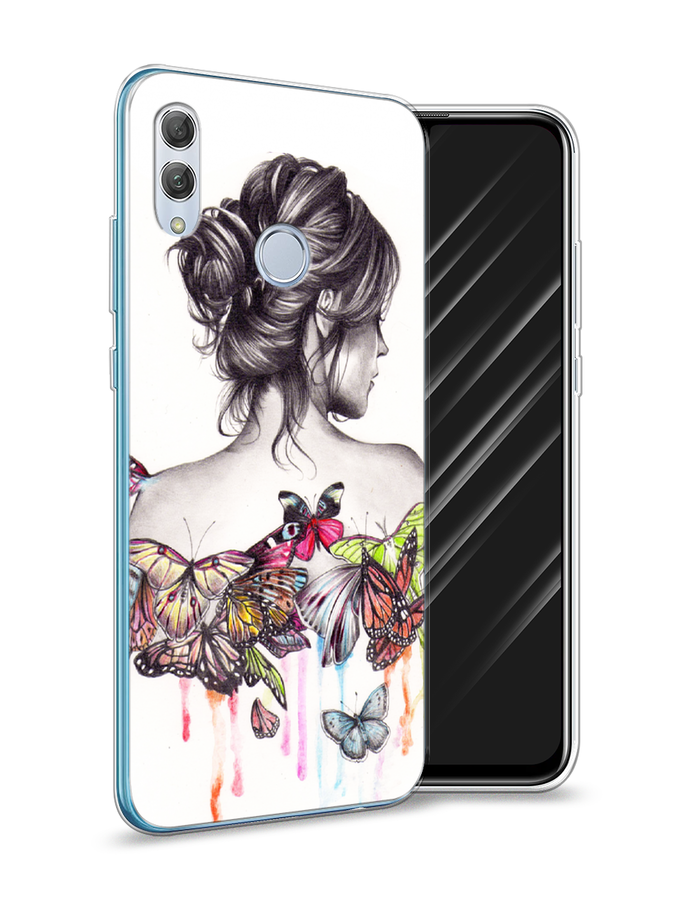 

Чехол Awog на Honor 10 Lite "Девушка с бабочками", Коричневый, 67550-10