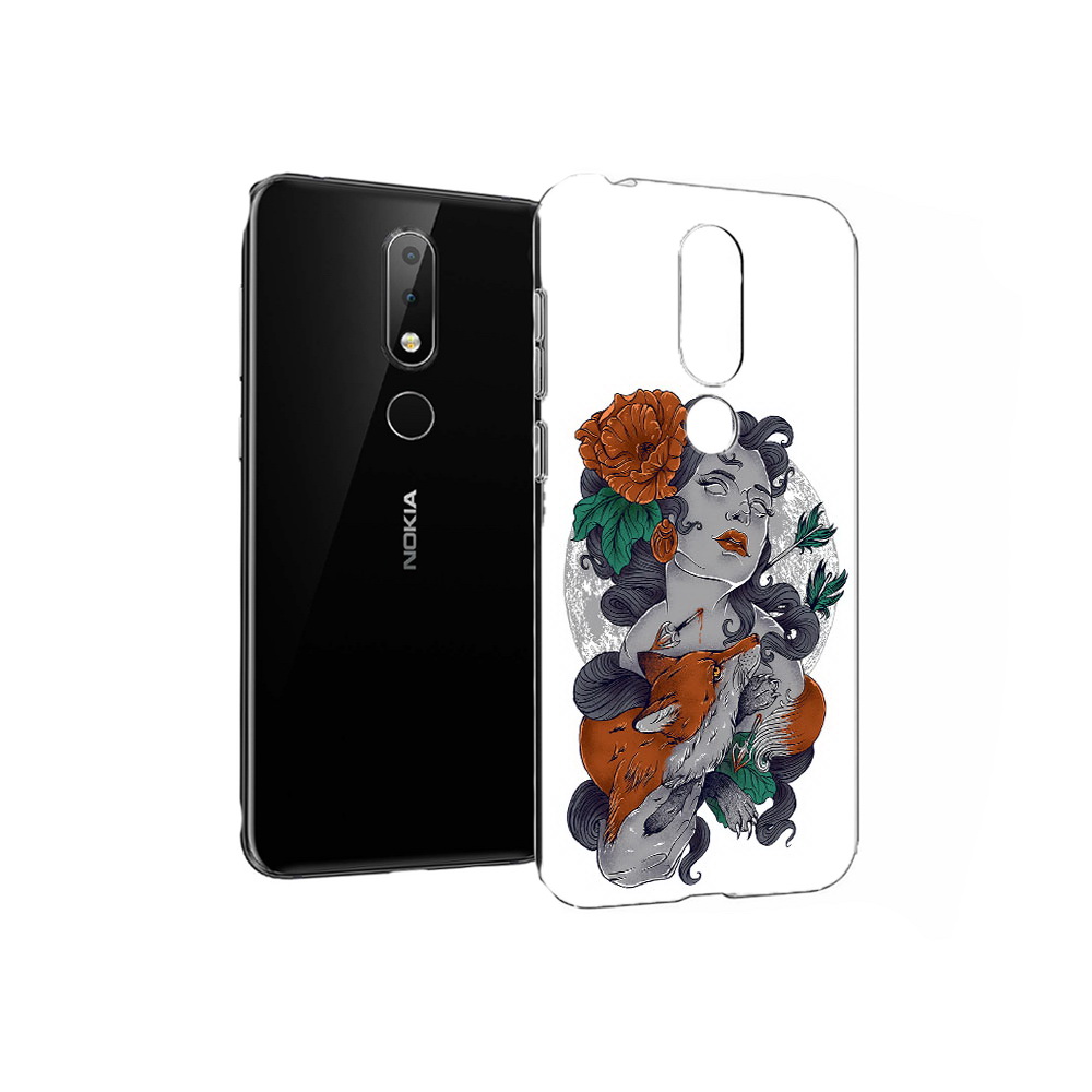 

Чехол MyPads Tocco для Nokia X6 темная девушка с лисой (PT115295.99.639), Прозрачный, Tocco