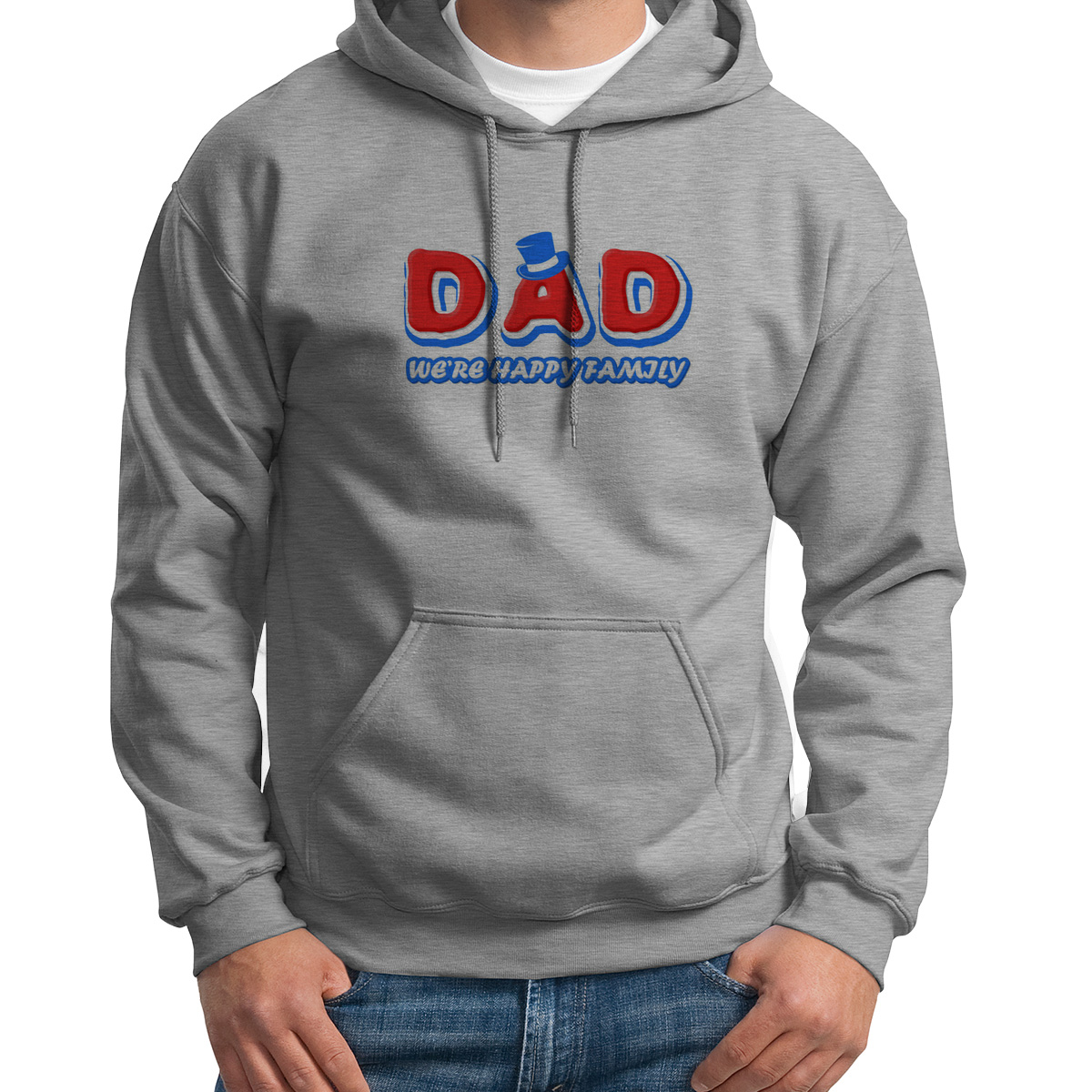 

Худи унисекс CoolPodarok Прикол Семья Dad were happy family серое 44 RU, S0151843
