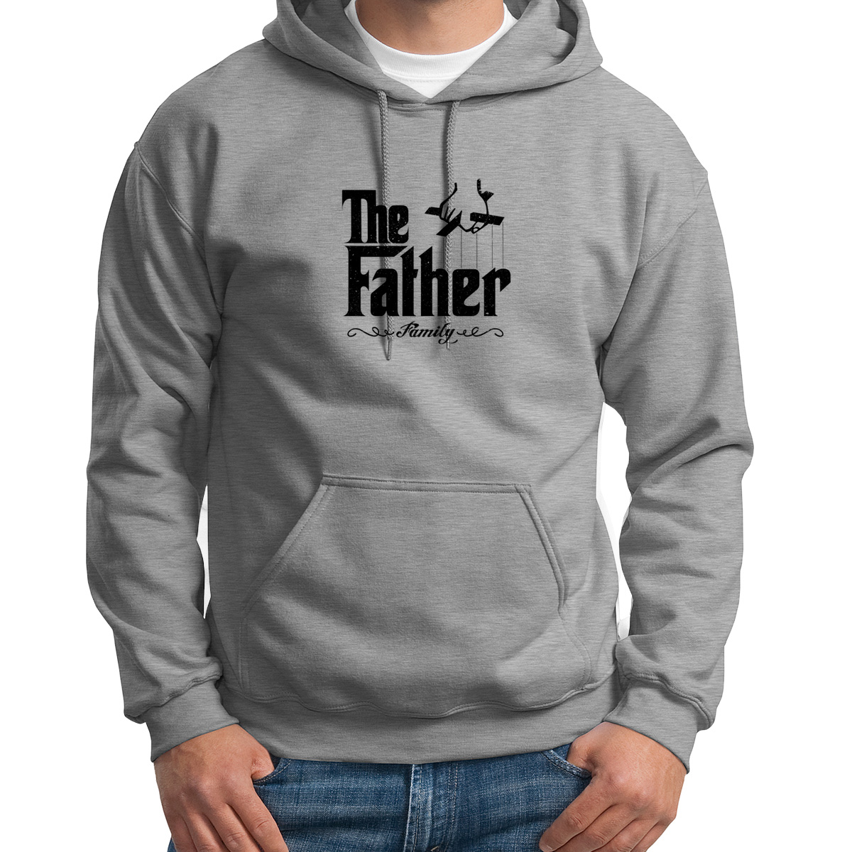 

Худи унисекс CoolPodarok Прикол Семья The father Папа серое 44 RU, Серый, S0151837