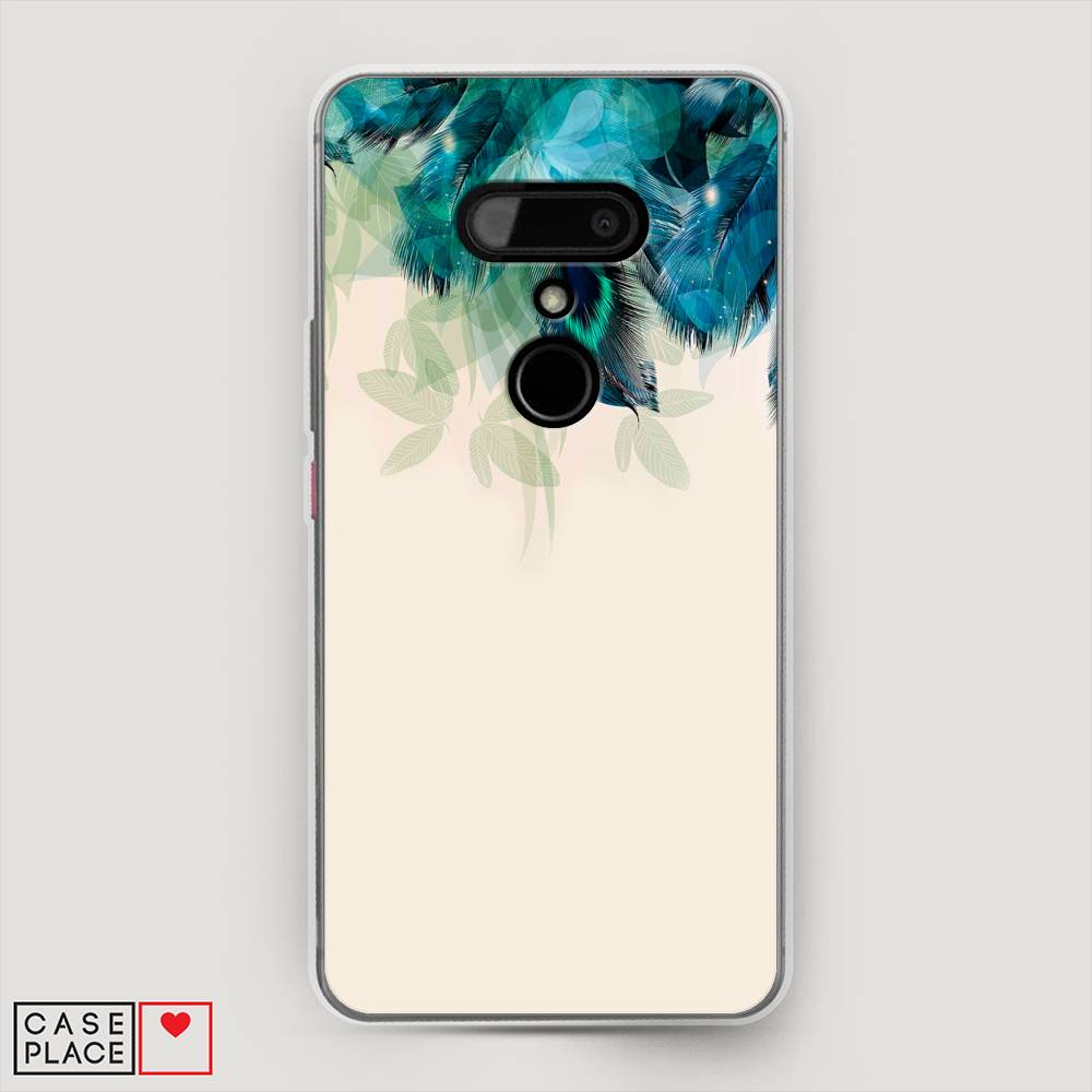 

Чехол Awog на HTC U12 / Эйчтиси U12 "Перья голубого цвета", Разноцветный, 102050-2