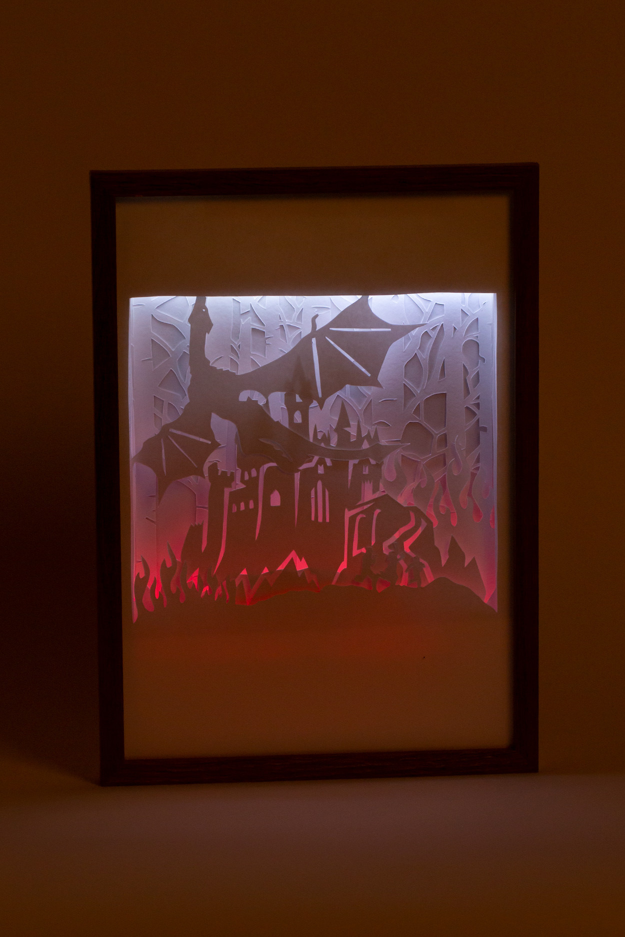 фото Ночник картина из бумаги с подсветкой дракон motionlamps