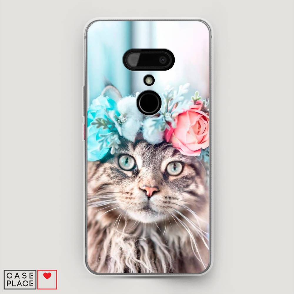 

Чехол Awog на HTC U12 / Эйчтиси U12 "Кот в венке", Разноцветный, 102050-2